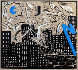 I can ride my bike with no handlebars (blue)